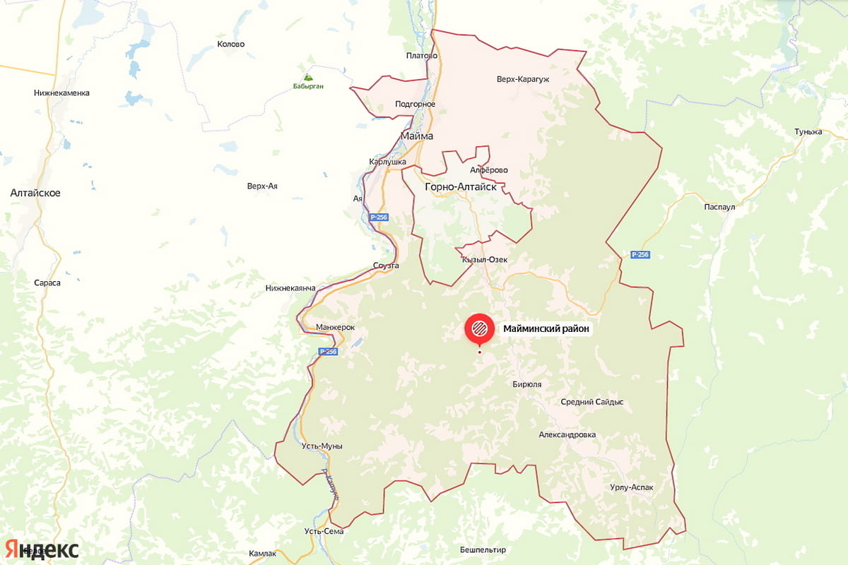 Карта Майминского района Республики Алтай